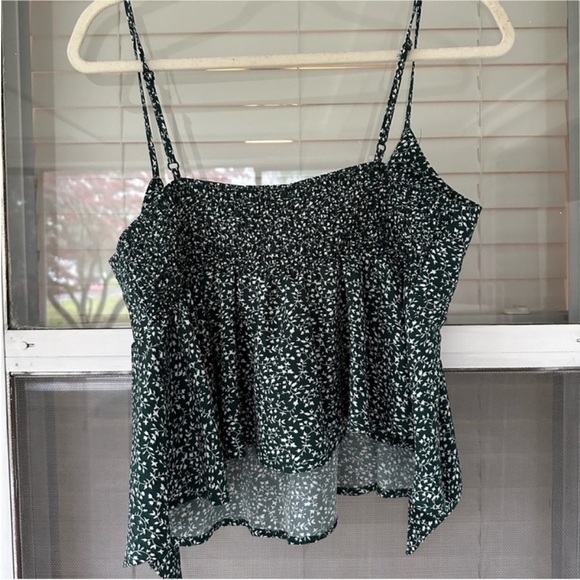 Forest Green Ditsy Floral Tie Front Tank - Picture 6 of 6